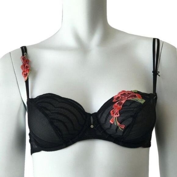 Wacoal Black Lace Embroidered Bra - Picture 1 of 4